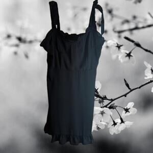 Forever 21 medium lined black tie straps polyester woman's cocktail dress.